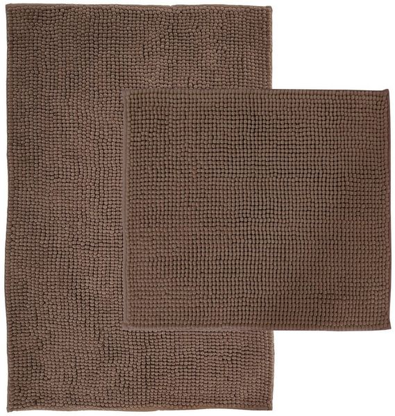 NYVI Badematte Badematten Set 2 teilig Chenille 50x80 Badematte und 45x50 WC-Vorleger, Höhe 20 mm, Polyester, Badezimmerteppich Set - Rutschfest, Saugstark, Schnell Trocknend