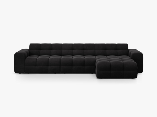 Micadoni Ecksofa Kendal 5-Sitzer Rechts Samt Magic Velvet Schwarz