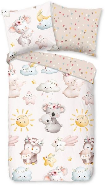 good morning Babybettwäsche Hugss, Renforcé, 2 teilig, Baumwolle, Renforcé, 2 Teilig, Wendeoptik, Kind, Baby, Mädchen, Tiere