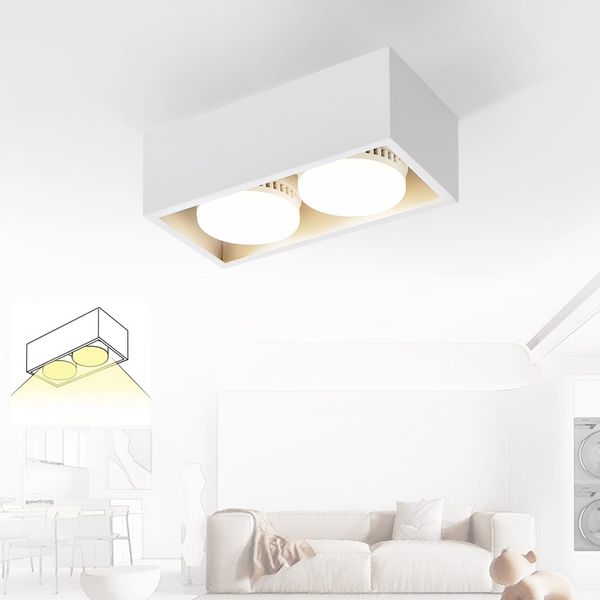 ZMH Aufbauspot LED Deckenspots - Aufbaustrahler Weiß Deckenstrahler mit 2 Flammig GX53 Schwenkbar Modern Eckig Spots Aufputz Deckenleuchte 2x5W Warmweiß Aufbauleuchte für Küche Wohnzimmer Flur
