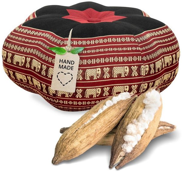 livasia Meditationskissen Zafukissen Stern groß, vegan und handgefertigt, Ø 40x20 cm, Kapok