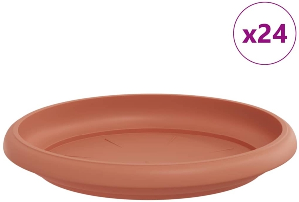 vidaXL Runde Blumenplatte 24 pcs Ziegelrot Ø 14x2 cm Kunststoff 42020314