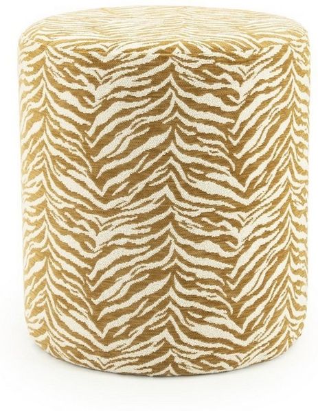 Maison ESTO Sitzhocker POUF Hocker Safari-Print Safari Muster Ø38 × H42 cm, Attraktive Farbauswahl: Erhältlich in Grün, Mustard, Beige und Braun