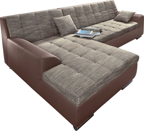 DOMO collection Ecksofa Treviso viele Bezüge, auch in Cord, L-Form, B/T/H: 267/80/83 cm, mit Bettfunktion, inkl. Zierkissen, Unser Dauertiefpreis