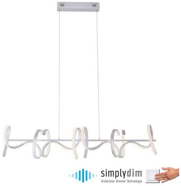 Licht-Erlebnisse Pendelleuchte TIRWIN, LED fest integriert, Warmweiß, LED Metall H: max. 135 cm in Silber länglich warmweiß 3000 K 1330 lm