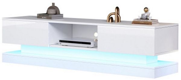 Celya TV-Schrank Hochglanz-TV-Ständer mit LED-Beleuchtung, 2 Schubladen