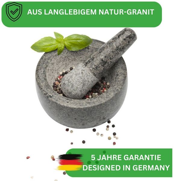 Thiru Mörser Premium mit Stößel und Deckel Ø 10 cm