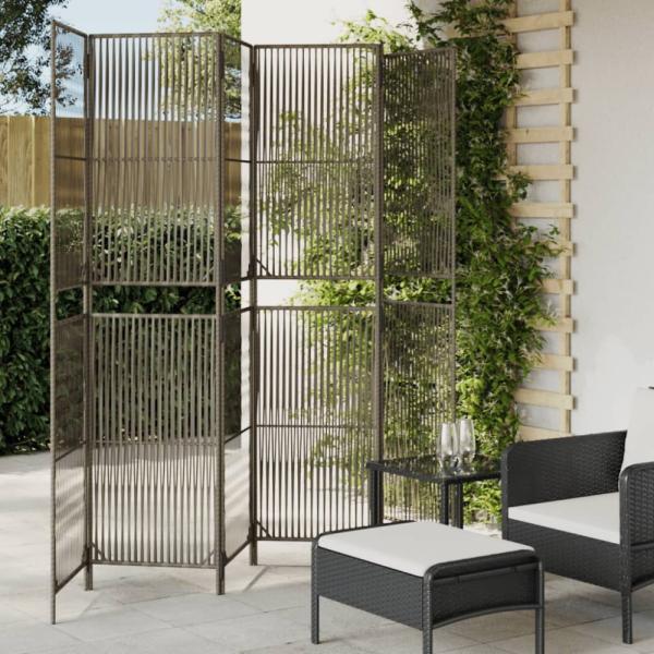 vidaXL Paravent 6-tlg. Grau Poly Rattan 365402