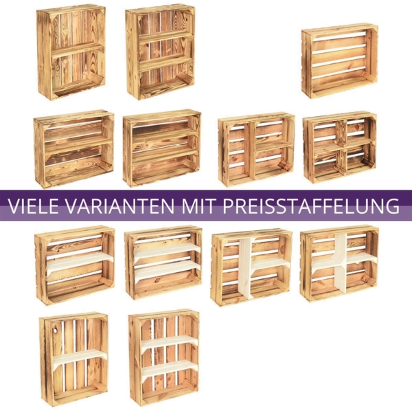 CHICCIE 5 Set Holzregal Schmalhanz - Hell Geflammt T Regal Holzkiste Bild 4
