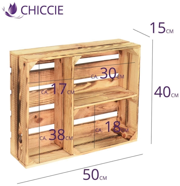 CHICCIE 5 Set Holzregal Schmalhanz - Hell Geflammt T Regal Holzkiste Bild 5