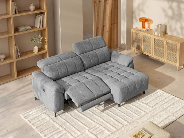 Vente-unique - CELTIMO Sofa StoffStoff Grau - B 169 cm x H 79 cm x L 230 cm