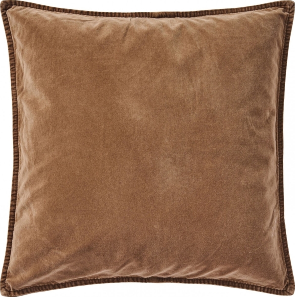 Ib Laursen - Kissenbezug Camel Braun 52x52cm Samt Velour 6230-94 Kissenhülle