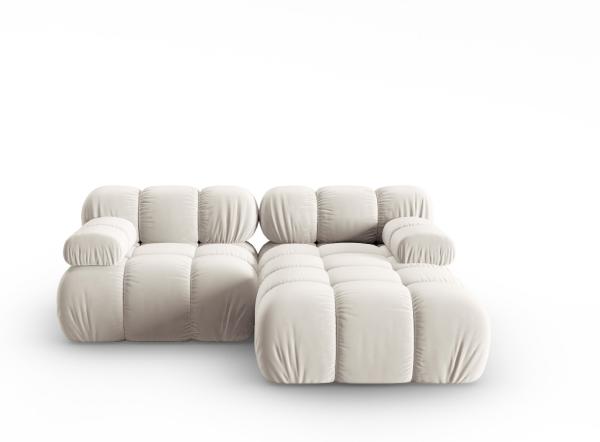Micadoni Modulares Ecksofa Bellis 3-Sitzer Rechts Samtstoff Helles Beige