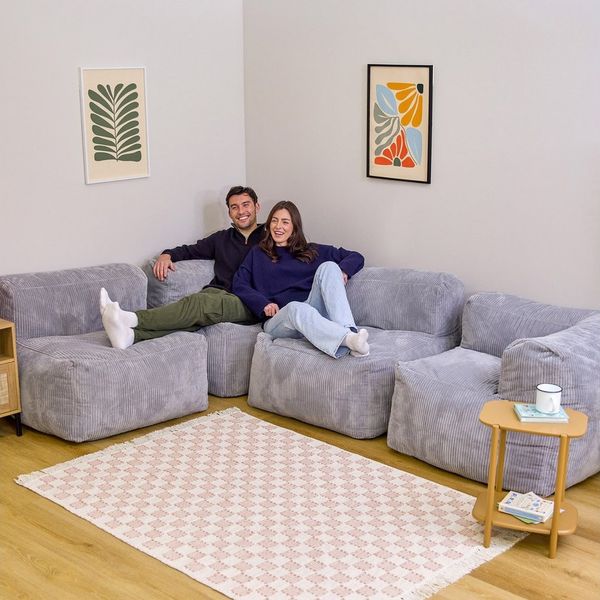 icon Sofa Modulares Ecksofa 4 Sitzer aus Cord Flauschig „Zen“, Spar-Set, Schaumstoff Füllung, für Wohnzimmer, für Schlafzimmer
