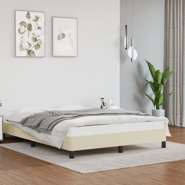vidaXL Bettgestell Creme 140x200 cm Kunstleder 346906