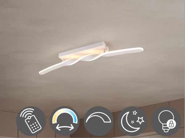 OTTO home LED Deckenleuchte ADELLA, LED Deckenlampe 20W 2500 Lumen CCT 2700-6500K Lichtfarbe, CCT - über Fernbedienung, Dimmfunktion, Memoryfunktion, Nachtlichtfunktion, mehrere Helligkeitsstufen, LED fest integriert, warmweiß - kaltweiß, Fernbedienung...