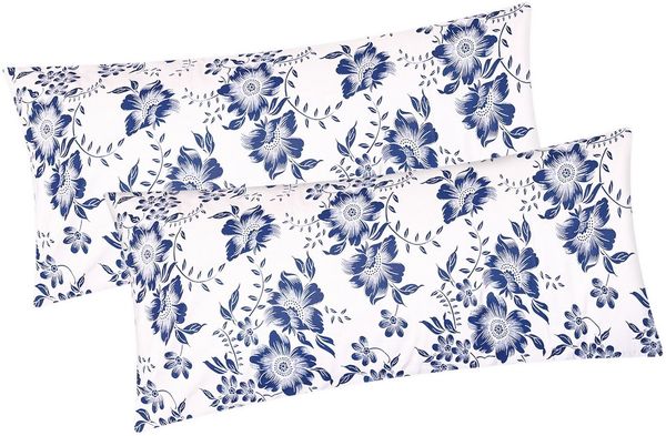 Heubergshop Kissenbezug, (2 Stück), 2er Set 40x80cm 100% Baumwolle Blumen (EW-Blumen-Weiß-40x80)