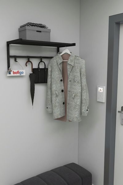 Wandgarderobe aus Metall 60 x 43 x /0/32.5 cm Metall Schwarz 90729954 [en. casa]