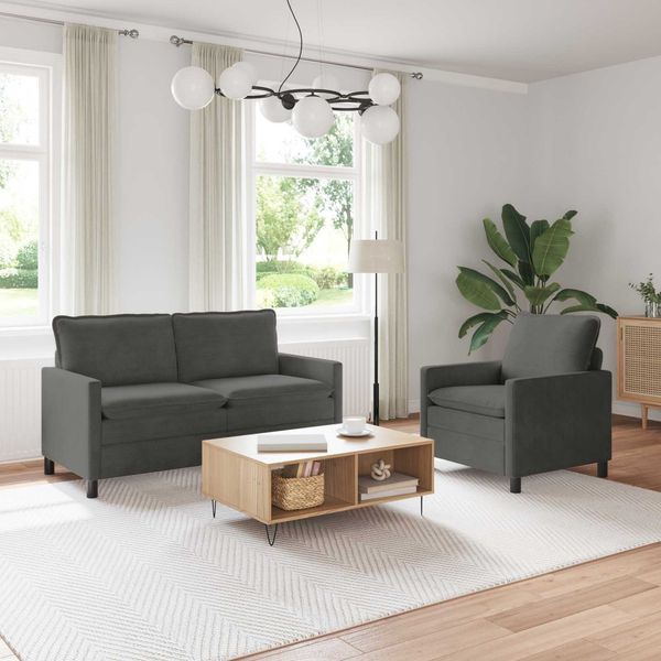 vidaXL Sofa Set 2 pcs Dunkelgrau Stoff 3417084