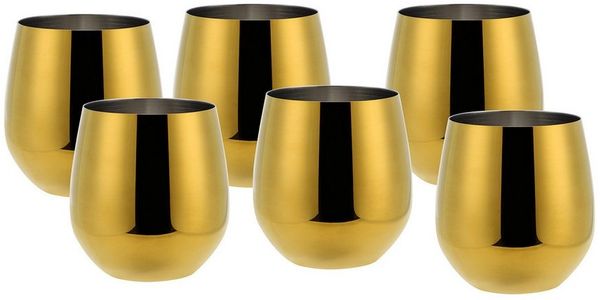 ECHTWERK Glas Wein & Wasserkelch 6-tlg, 6-tlg, Edelstahl, Trinkbecher aus Edelstahl, unzerbrechlich, bruchsicher, 500 ml