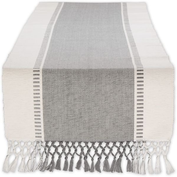 DII Dobby Stripe Woven Table Runner, Baumwolle, Cool Grey, 13x72