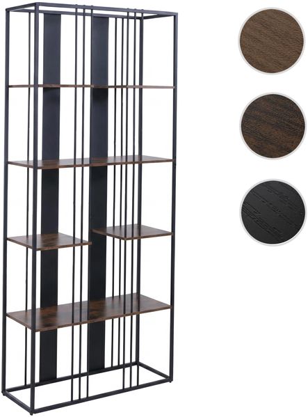 Regal HWC-P12, Bücherschrank Hochschrank, Industrial Metall Melamin MVG-zertifiziert 180x80x31cm ~ schwarz, dunkelbraun Bild 10