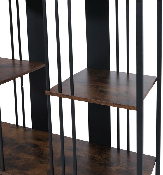 Regal HWC-P12, Bücherschrank Hochschrank, Industrial Metall Melamin MVG-zertifiziert 180x80x31cm ~ schwarz, dunkelbraun Bild 5
