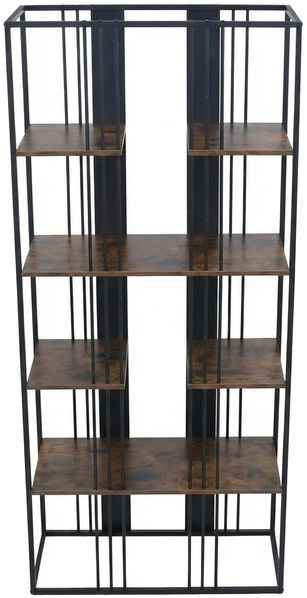 Regal HWC-P12, Bücherschrank Hochschrank, Industrial Metall Melamin MVG-zertifiziert 180x80x31cm ~ schwarz, dunkelbraun Bild 8