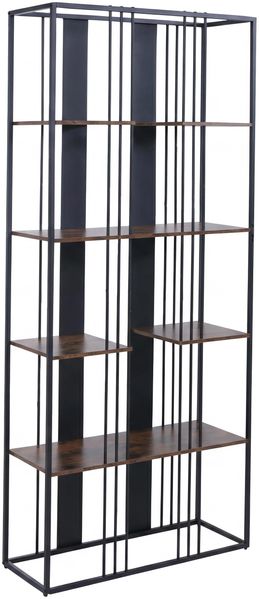 Regal HWC-P12, Bücherschrank Hochschrank, Industrial Metall Melamin MVG-zertifiziert 180x80x31cm ~ schwarz, dunkelbraun Bild 9