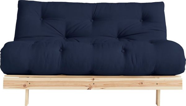 KARUP DESIGN ROOTS Futonsofa Gestell Unbehandelt Matratze Dunkelblau