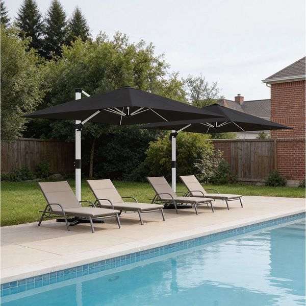 HOMALL Sonnenschirm 300x400 cm Ampelschirm mit Ständer, 360 Grad drehbar, UV-Schutz 50+, 300*400CM, φ330CM, 270*270CM, Gewicht 18-28KG, faltbar, geeignet für Garten, Terrasse, Schwimmbad