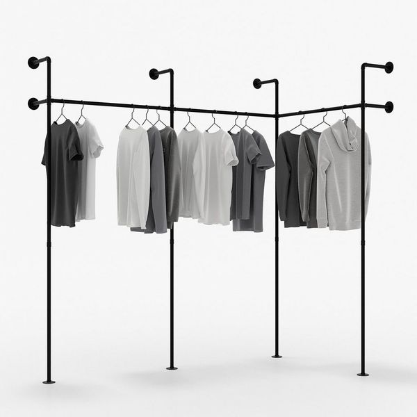 pamo. design Kleiderständer KIM EDGE, (Zur Wandmontage), Offener Kleiderständer über das Eck
