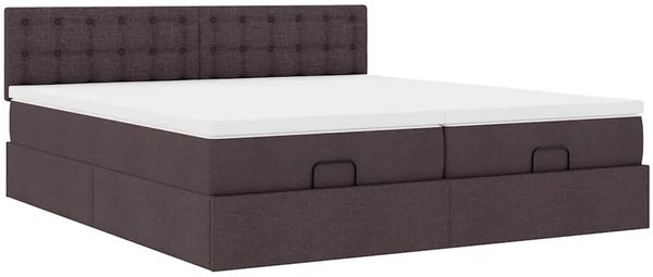 vidaXL Ottoman-Bett mit Matratzen Dunkelbraun 180x200 cm Stoff 3312039 Bild 6