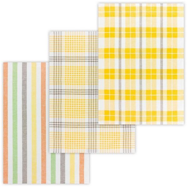 Kracht Geschirrtuch Blockstreifen, (Set, 3-tlg, Set), 3er Pack Geschirrtücher (3 Stück), ca. 50 x 70 cm, Halbleinen