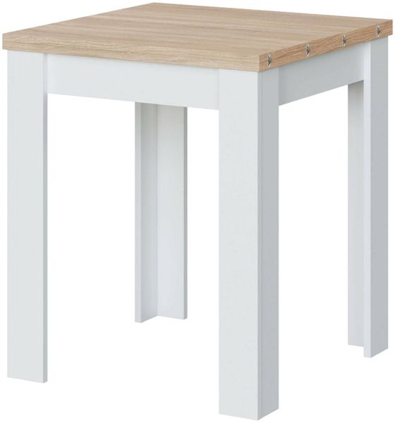 Dmora Ausziehbarer Aratro-Tisch, klappbarer Essregal mit Buchöffnung, klappbarer Beistelltisch, 67 x 67/135 x 79 cm, Weiß und Eiche Bild 5