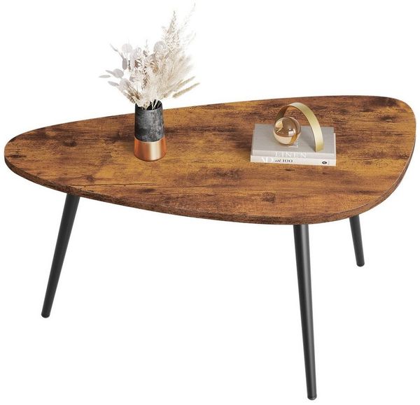 WLIVE Couchtisch Wohnzimmertisch, Sofatisch mit Ablage, einfacher Aufbau, Metall (Packung, 1 Tisch), Industrie-Design, vintagebraun-tintenschwarz