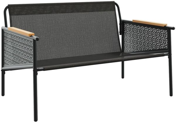 vidaXL Gartenbank mit Kissen 116 cm Schwarz Stahl 4009303 Bild 5