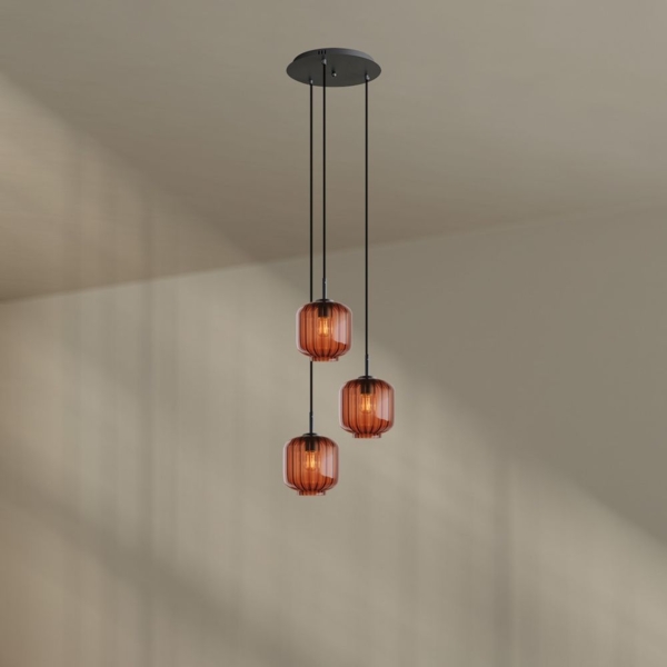 s.luce Velo 3-flammige Galerieleuchte Ø 40cm Baldachin Ø 20cm Braun, Schwarz