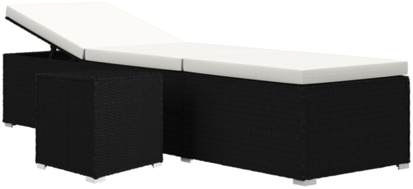 vidaXL Sonnenliege mit Auflage und Teetisch Poly Rattan Cremeweiß 46225