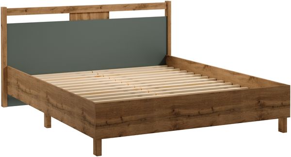 AX LIVING 160 x 200 Bett Iseonia 160 – 171 cm breit, Eiche Wotan/Grün