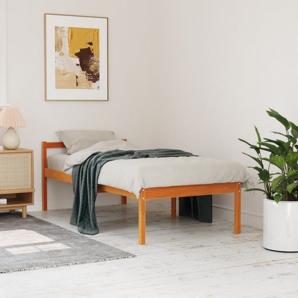 vidaXL Seniorenbett Wachsbraun 90x200 cm Massivholz Kiefer 844155