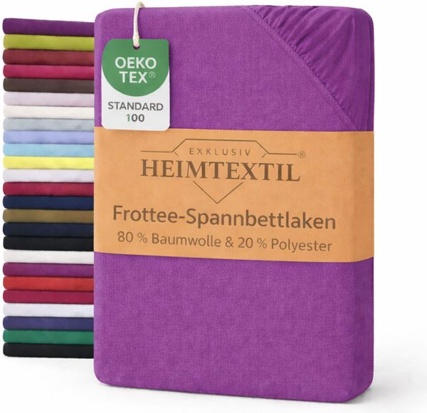 EXKLUSIV HEIMTEXTIL Frottee Spannbettlaken Premium 120 x 200 cm Lila 80% Baumwolle 20% Polyester Öko - Tex Zertifiziert Bed-Sheet Bettlaken Spannbetttuch