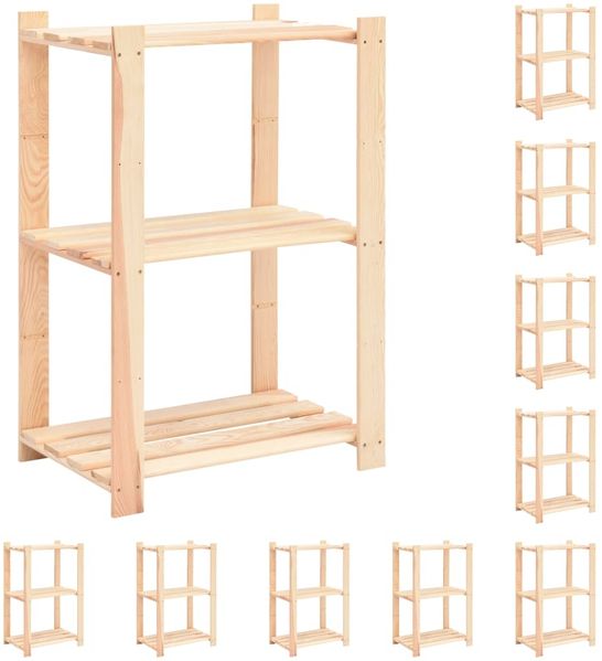 vidaXL Lagerregale 3 Böden 10 Stk. 60x38x90cm Massivholz Kiefer 150kg 3051124