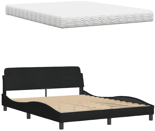 vidaXL Bett mit Matratze "Hanko" Schwarz 160x200 cm Stoff 3310540 Bild 8
