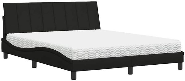 vidaXL Bett mit Matratze "Hanko" Schwarz 160x200 cm Stoff 3310540 Bild 2
