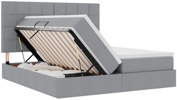 vidaXL Bett mit LED-Lichtleisten Hellgrau 180 x 200 cm Stoff 3372833 Bild 8