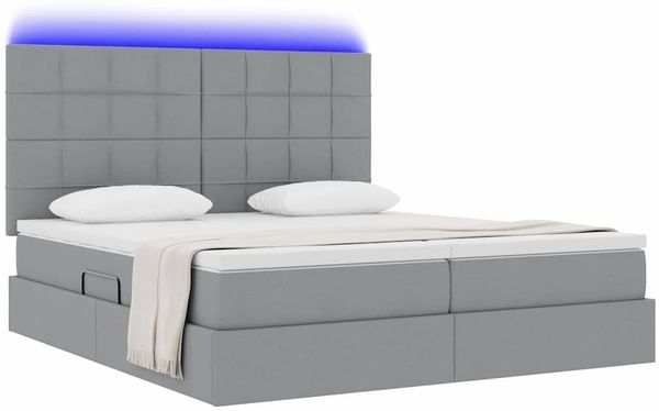 vidaXL Bett mit LED-Lichtleisten Hellgrau 180 x 200 cm Stoff 3372833 Bild 3