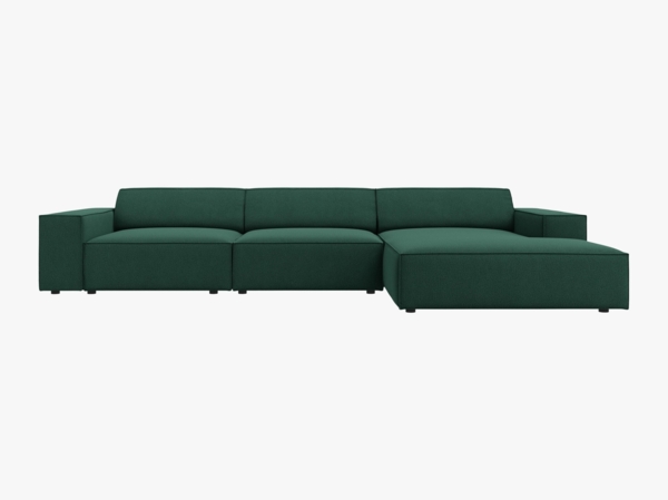 Micadoni Ecksofa Jodie 4-Sitzer Rechts Strukturierter Stoff Megan Grün