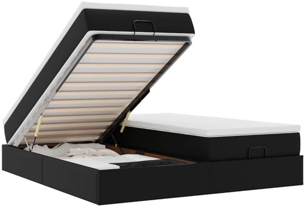 vidaXL Ottoman-Bett mit Matratzen Schwarz 160x200 cm Kunstleder 3311219