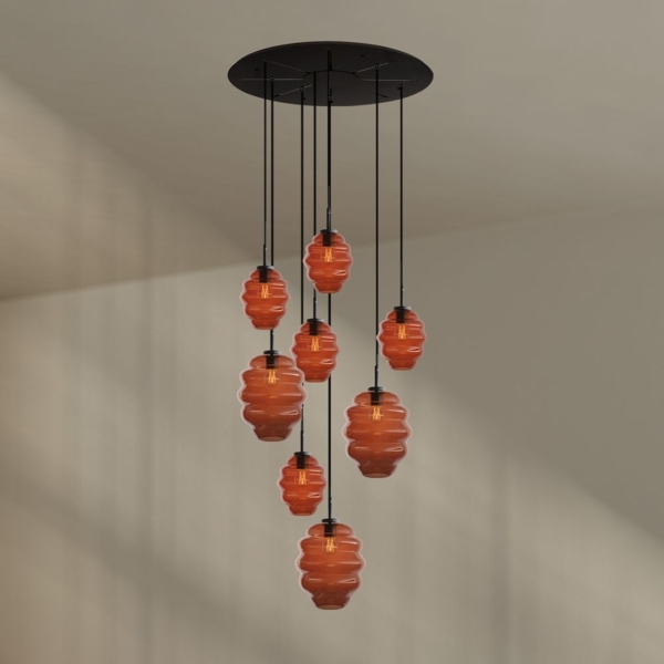 s.luce Echos Galerieleuchte 8-flammig Ø 80cm Baldachin Ø 18/25cm Braun, Schwarz